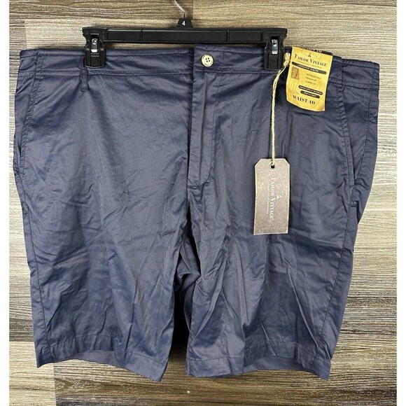Tailor Vintage‎ Greenwich Slim Fit Shorts Mens 40 Navy Blue Cotton Blend $78 - Picture 1 of 8